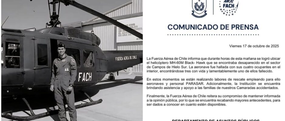 Tragedia en los Andes: Helicóptero se estrella en Campos de Hielo Sur y un valiente piloto chileno pierde la vida