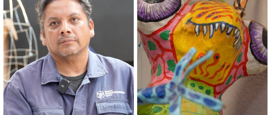 La tradición viva de la pintura popular: Un artesano lleva al extremo la pasión por los alebrijes y se convierte en héroe de la fiesta