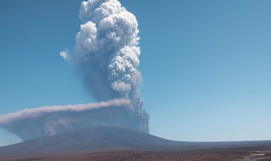"La Tormenta Subterránea: Erupción Volcánica en Etiopía Lanza Columna de Ceniza Hacia el Cielo, Alcanzando la Altura de un Avión Commercial"