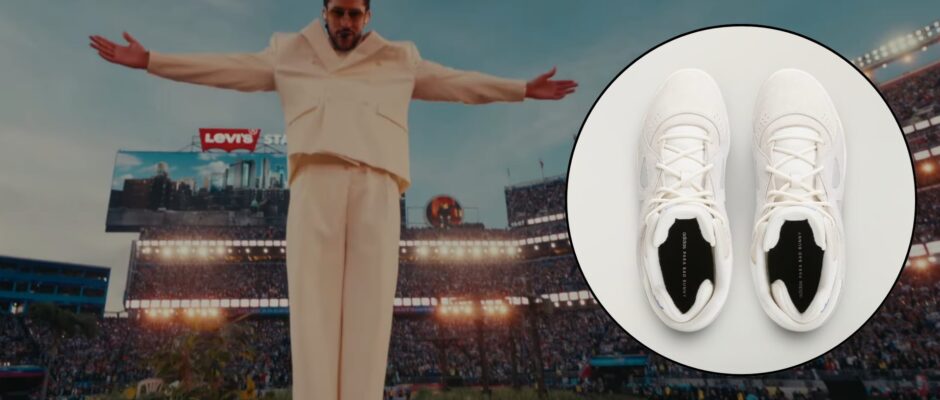 Los tenis Adidas de Bad Bunny vendidos a 2.500 dólares cada uno durante su participación en el Super Bowl.