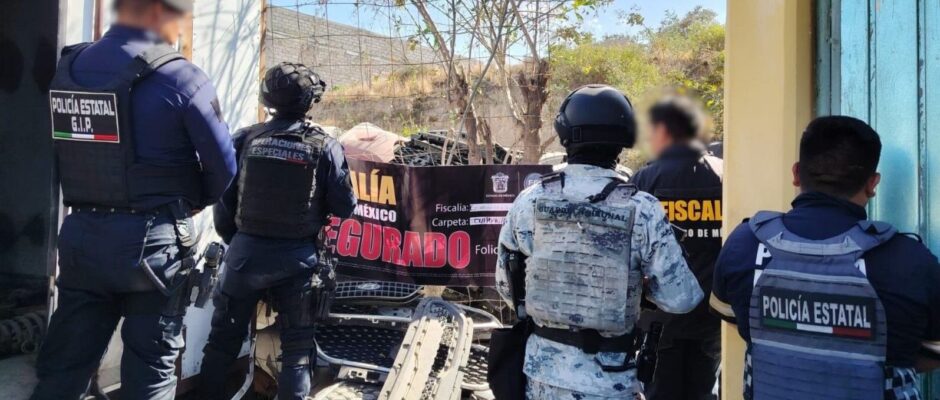 Recuperan 30 toneladas de autopartes robadas en un solo predio en Chimalhuacán